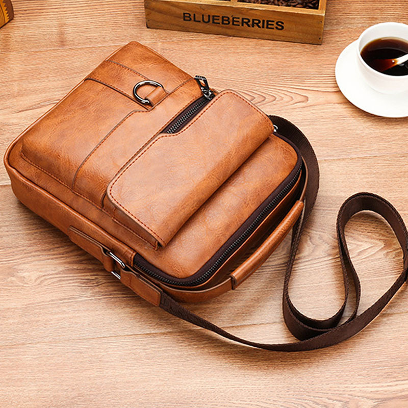 New Men's Handbag Business Bag Casual Crossbody Bag Retro Guangzhou Fine Leather Wholesale Bag