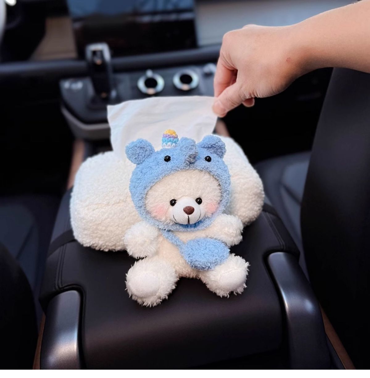 Cute Doll Car Interior Armrest Box Tissue Box Storage Creative High-End High-Value Aesthetic for Women