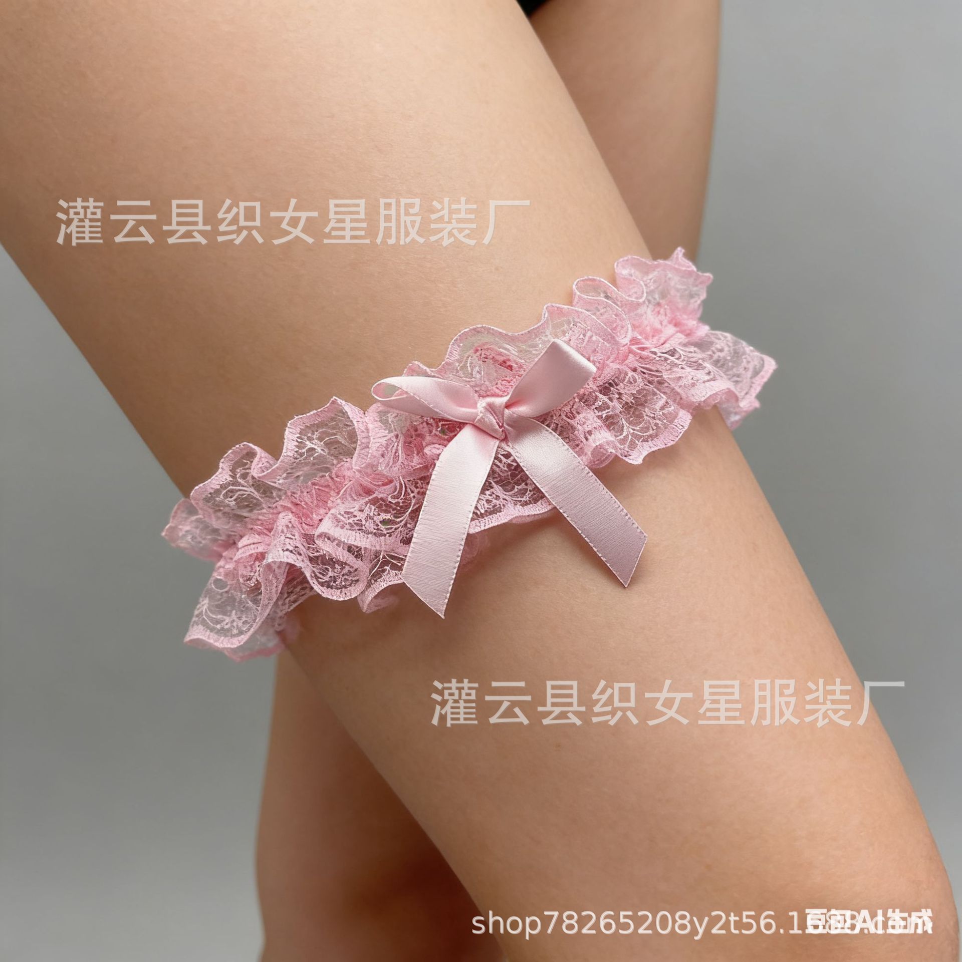 Japanese-Style Lace Bow Thigh Ring for Bridal Wedding Accessories — detail image 12