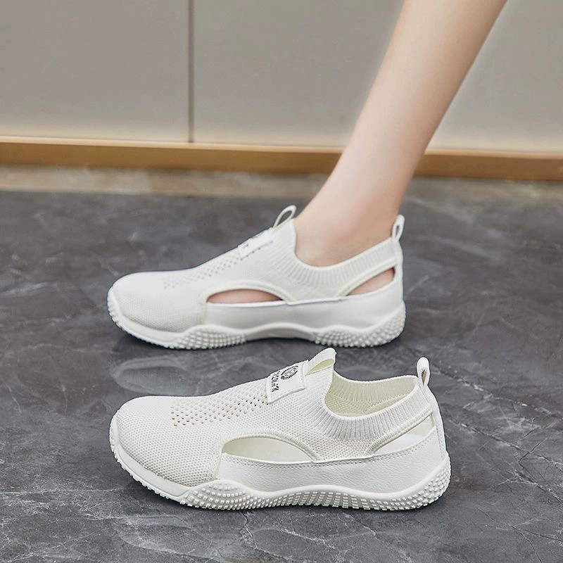 Женские slip-on летние кроссовки, корейский стиль, дышащий трикотаж верх, EU 36–40