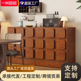中古风实木卡门柜组合柜模块柜复古黑色柜子斗柜家用储物柜一体