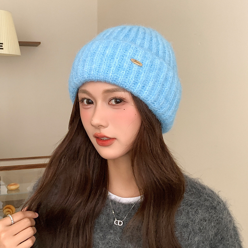 秋冬季加厚保暖护耳毛线帽子女户外防寒套头冷帽百搭大头围针织帽|undefined