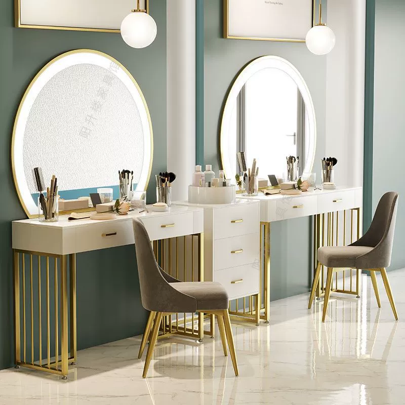 Студия с лампой туалетный столик Легкий роскошный мрамор Салон красоты Студия Специальный косметический стол Макияж Профессиональный туалетный столик