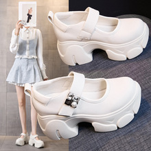 玛丽珍老爹鞋女2025新款百搭松糕厚底休闲鞋魔术贴水钻运动鞋超火