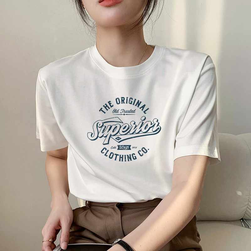 2025 New Style Pure Cotton Hot-selling Short-sleeved T-shirt Women's Clothing All-match Loose plus size Trendy Brand Letter Printed Summer Half-sleeved