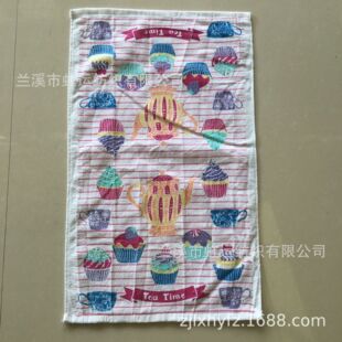 European and American Tea Towel Manufacturers Custom-Made Pure Cotton Reactive Printed Cut Velvet Absorbent Tea Ceremony Cotton Terry Towel Kitchen Towel
