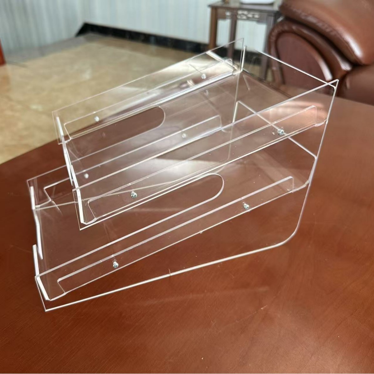 透明亚克力盒子双层展示架超市便利店零食架巧克力奶茶咖啡陈列盒