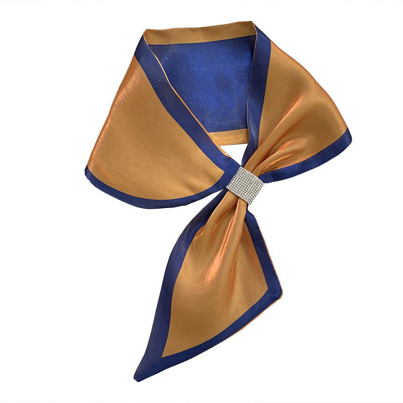 Pañuelo de seda, sentido de alta calidad, primavera y verano, nuevo temperamento, bufanda decorativa profesional, bufanda de oreja perforada perezosa con incrustaciones de diamantes finos