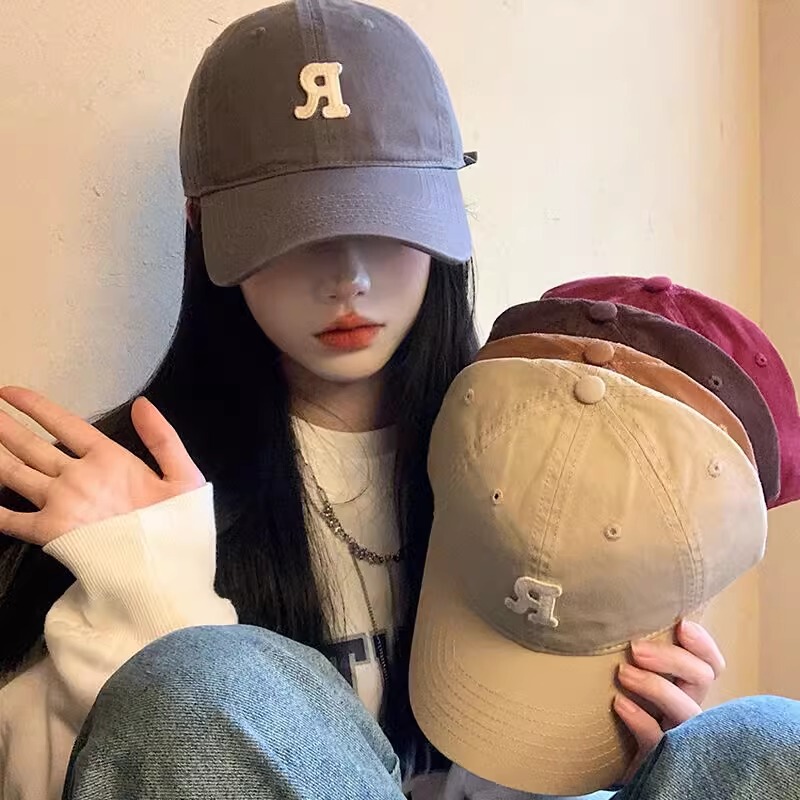 R-standard Baseball Cap Women's Wide Brim Increased Deepening Cap Korean Style Showface Small Big Head Long Brim Trendy Hat