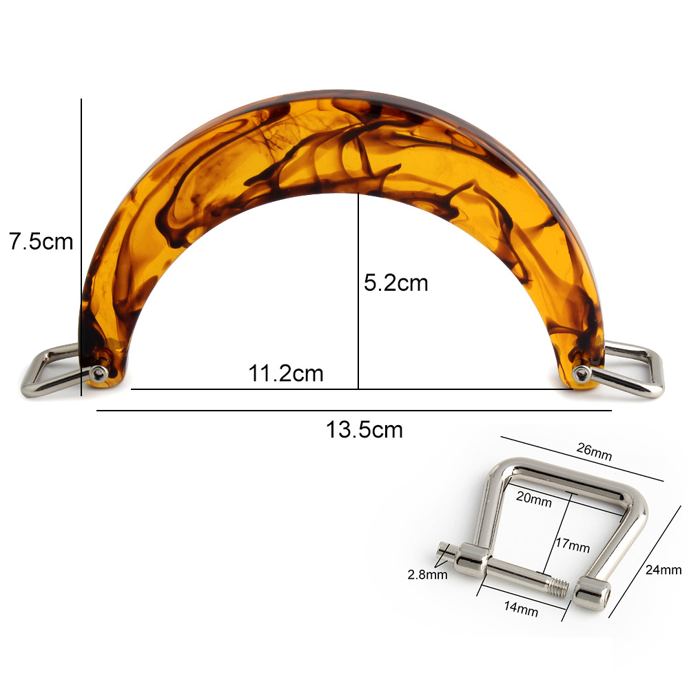 대모갑 혼합 꽃 반원형 수지 손잡이 + 흰색 말굽 버클