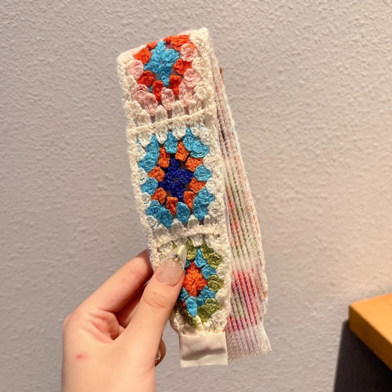 Flor francesa de punto velcro cinta de cabello para adultos fresa de cabello acabado artefacto de la niña cabello fija banda de cabello tocado