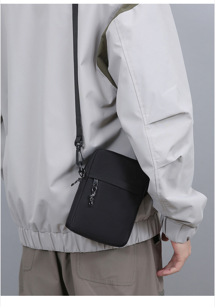 112g Weight Polyester Lining Material Men's Solid Color Oxford Cloth Zipper Crossbody Bag