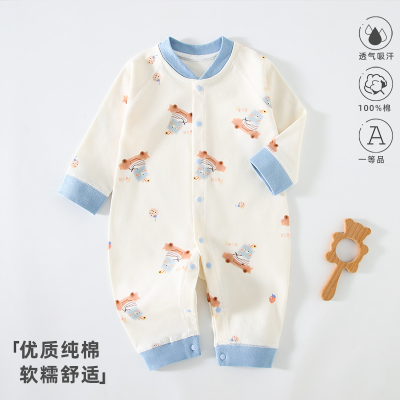 Primavera y otoño nuevo bebé mono de manga larga bebé mameluco de algodón ropa interior recién nacido mameluco sin hueso Pijamas