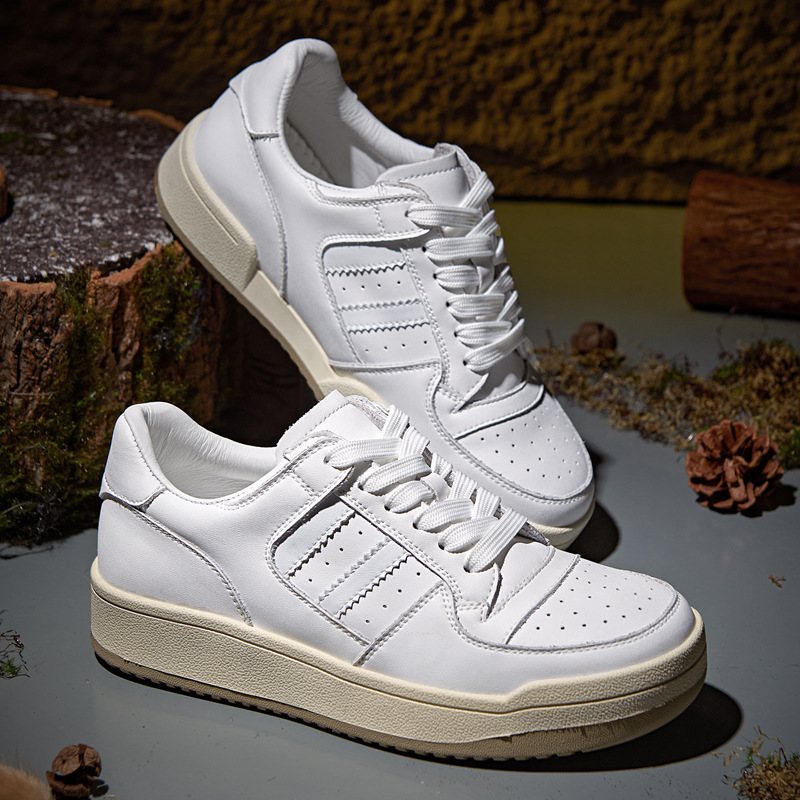 Genuine leather white sneakers for women, lightweight and soft-soled, new spring/autumn style, platform sole, height-increasing, casual shoes with a preppy look, versatile Genuine leather white sneakers for women, lightweight and soft-soled, new spring/autumn style, platform sole, height-increasing, casual shoes with a preppy look, versatile