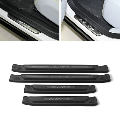 Threshold Strip Modification, Welcome Pedal, Dekorativ pedal başlıqları - door-outside-4-pieces-of-outer-sill-strips-stainless-steel-black-titanium-brushed-for-avatr-11