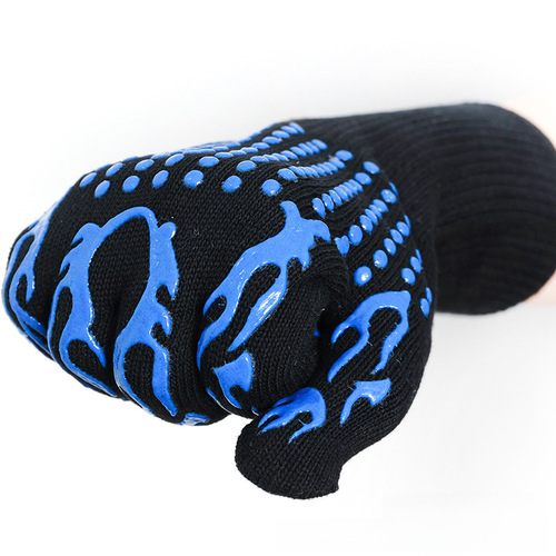High-temperature resistant 500-800 degree barbecue fireproof protective gloves, thickened heat insulation microwave oven oven BBQ gloves