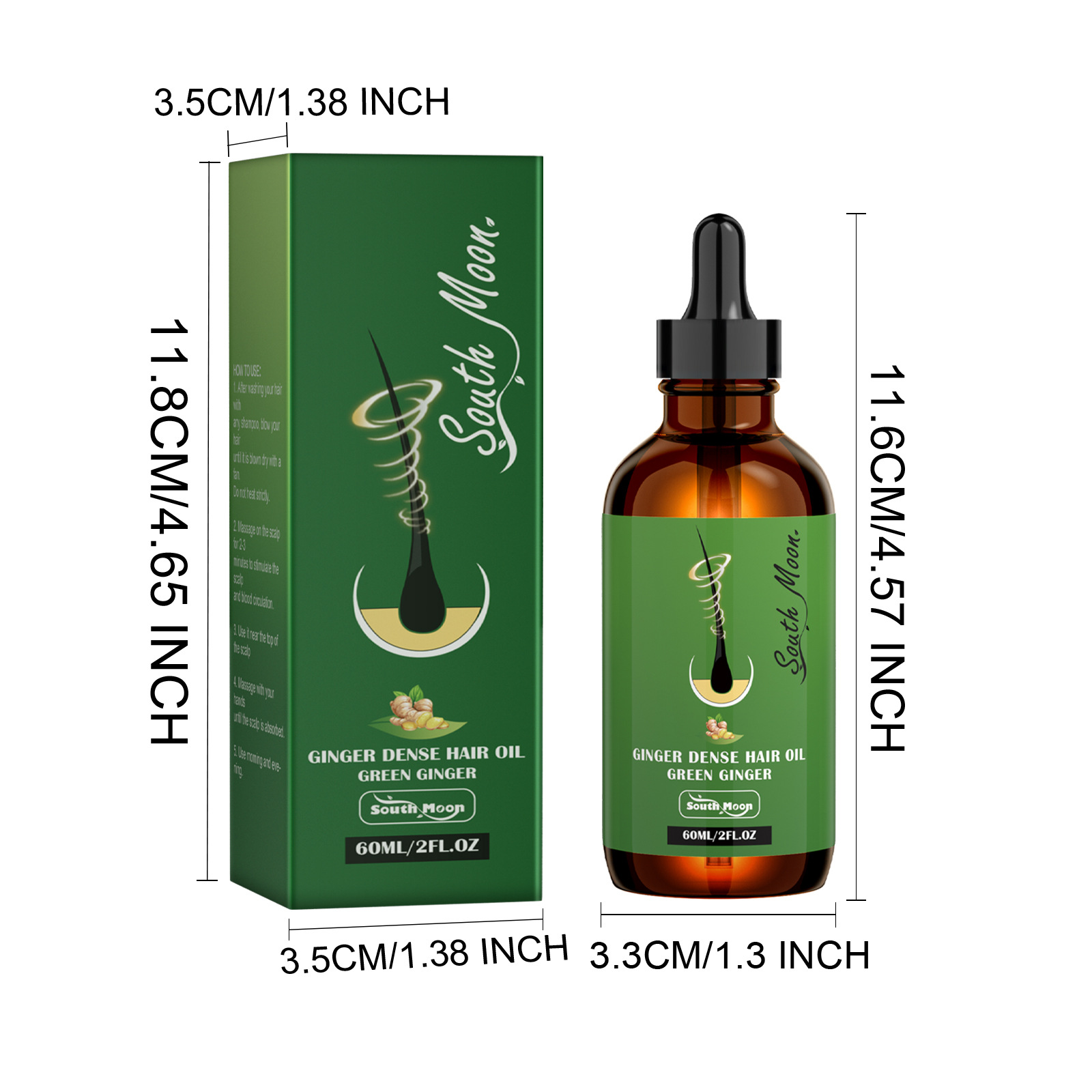 Dienvidmēness ingvera matu biezuma ēteriskā eļļa atjauno sausus, bojātus matus, novērš matu izkrišanu un stiprina matus._voghion.com