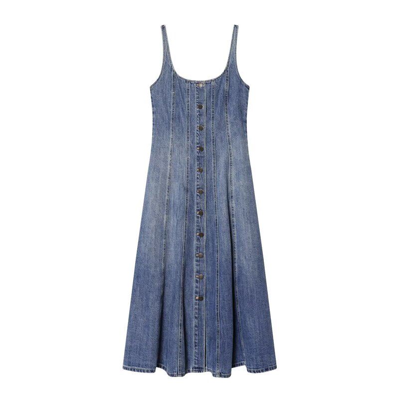 European and American style Amazon and AliExpress bestseller fashion trend versatile vintage outfit front-button dress European and American style Amazon and AliExpress bestseller fashion trend versatile vintage outfit front-button dress