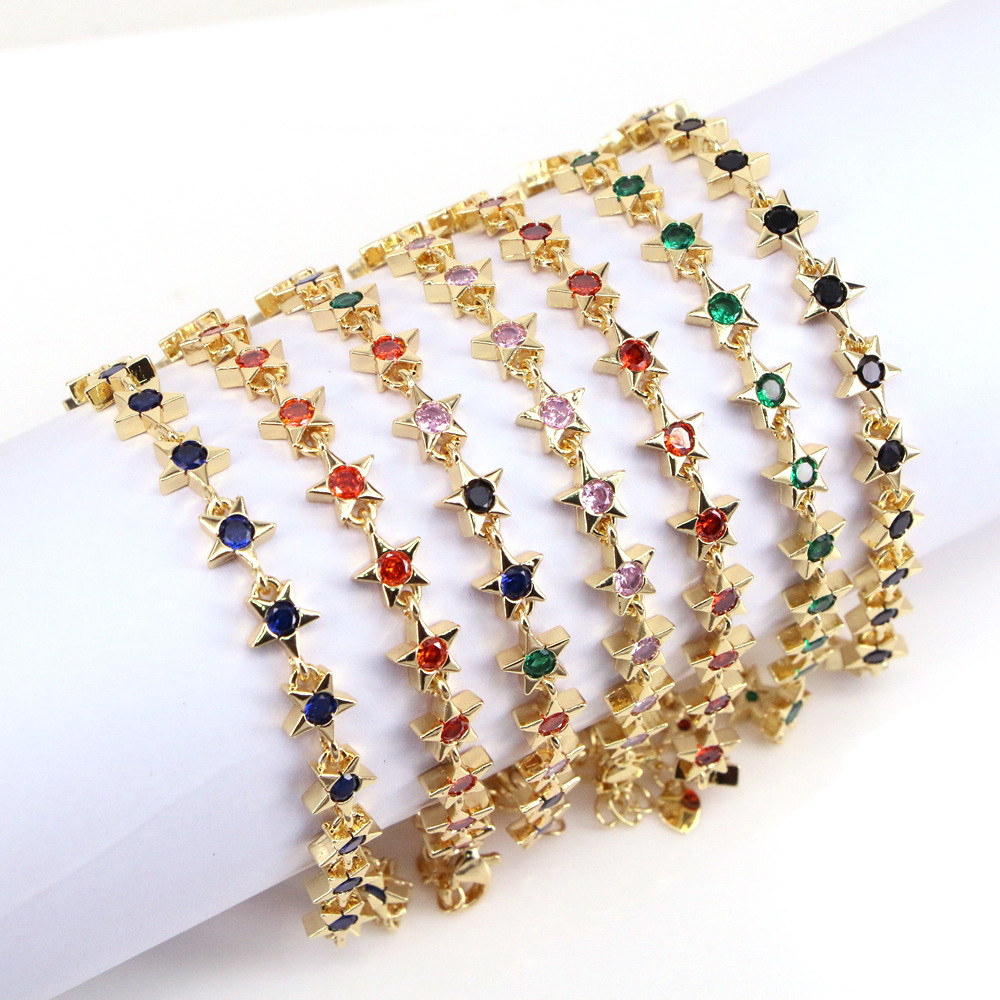 Fashion Heart Shape Copper Bracelets Gold Plated Zircon Copper Bracelets