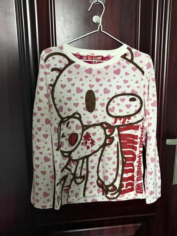 Japanese Vintage Clothing with Violent Bear Lettering Print, Heart Polka Dot All-Over Print, Long-Sleeved Round Neck Spring and Autumn Base Shirt Top