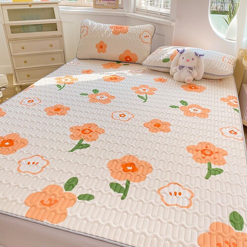 Summer ice silk latex mat three-piece set folding soft mat dormitory student single air-conditioned mat washable home use