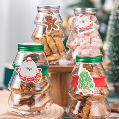 Christmas cookie box Christmas gift box candy snacks snowflake cookie jar box Christmas tree transparent plastic