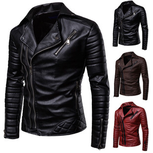 2025 New Export Men's Fashion Pressed Cotton Windproof Motorcycle Leather Jacket Jacket M-4Xl Diagonal Men's Jacket