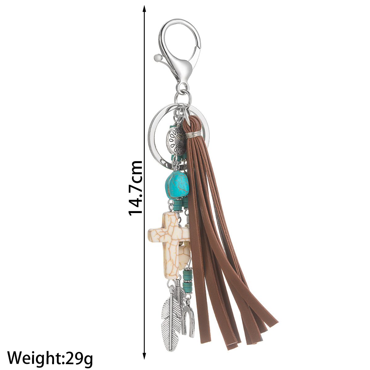 24g Weight Bag Charms Bag Accessories Type Lobster Trigger Clasp Closure Clasp Closure Type 1 Piece Alloy Turquoise Cross Feather Lobster Trigger Clasp Closure Bag Charms