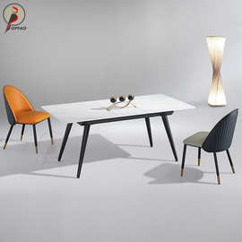 简约现代伸缩折叠长方形饭桌餐桌椅组合家用饭桌岩板北欧餐厅家具