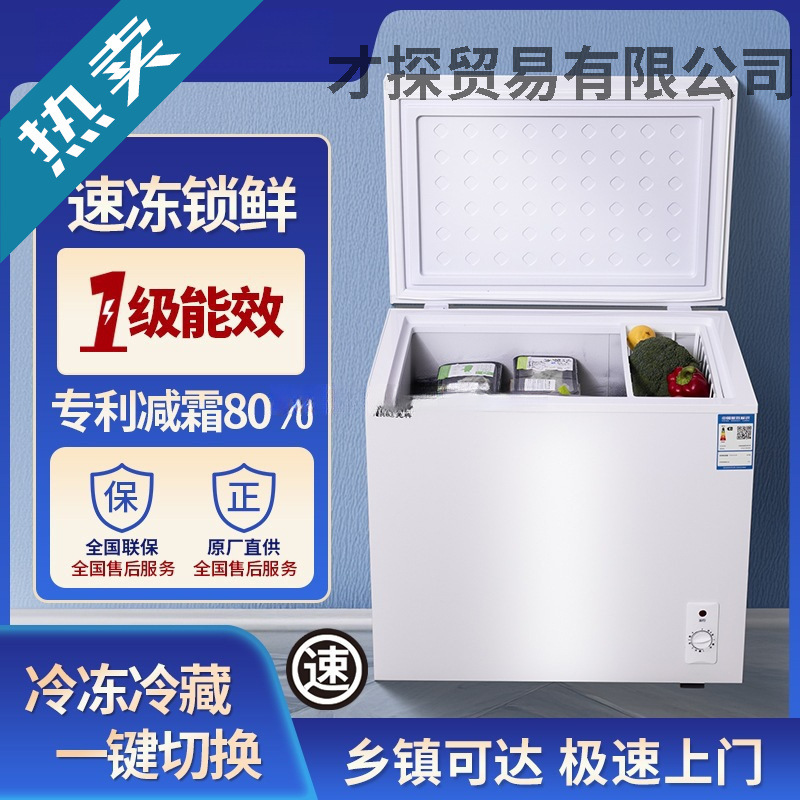 Quick-Frozen Fresh-Keeping Freezer Energy Consumption Commercial Small Household Freezer One-Person Mini Horizontal Refrigerator Silent