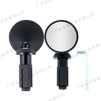 New Motorcycle Mini Round Motorcycle rearview mirror - hsj-20133-die-cast-2004-336-small-round-mirror-with-handle-black-white-glass