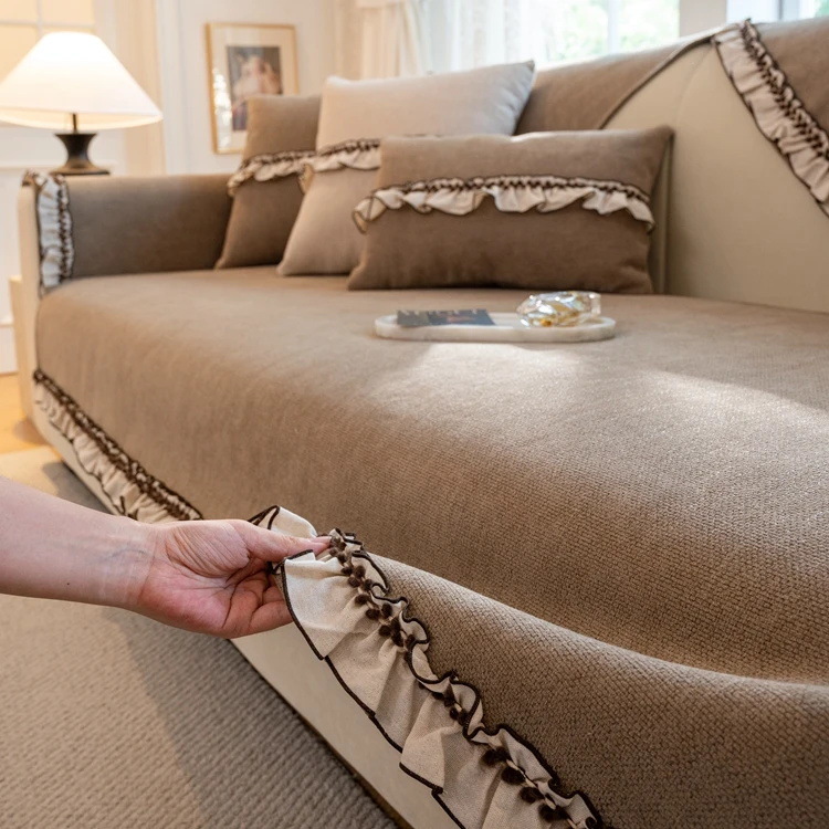 Sofá de estilo medieval francés sala de estar almohadilla toalla de respaldo Schneider cuatro estaciones cubierta de sofá universal almohadilla tela antideslizante