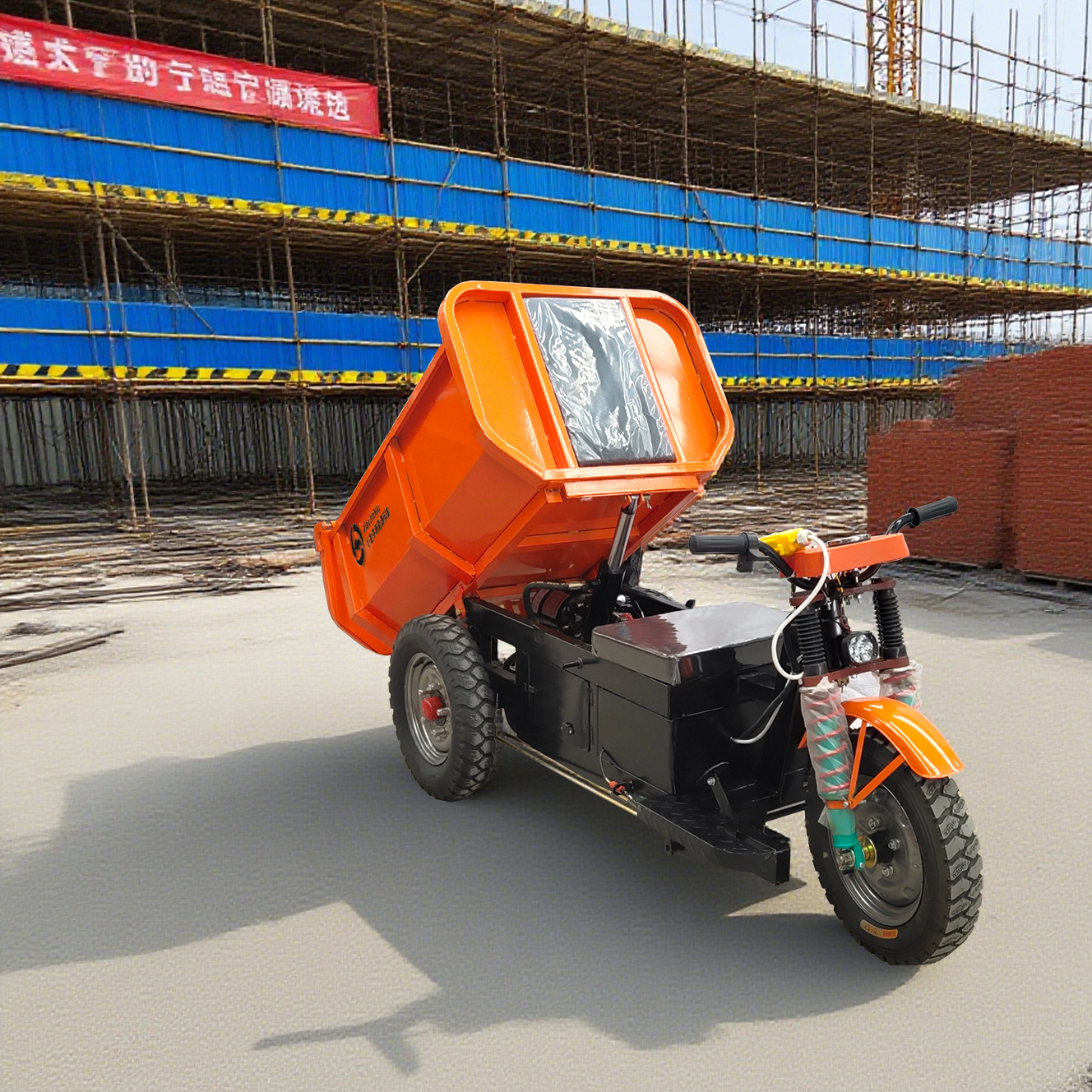 Triciclo Eléctrico de Ingeniería para Carga, Camión Volquete Hidráulico para Transporte, Camión Volquete para Obras de Construcción de Alta Resistencia, Transporte de Carga Agrícola.