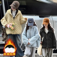 冬季中大女童棉衣冬装新款童装儿童棉服女孩绗线菱格厚夹棉外套潮