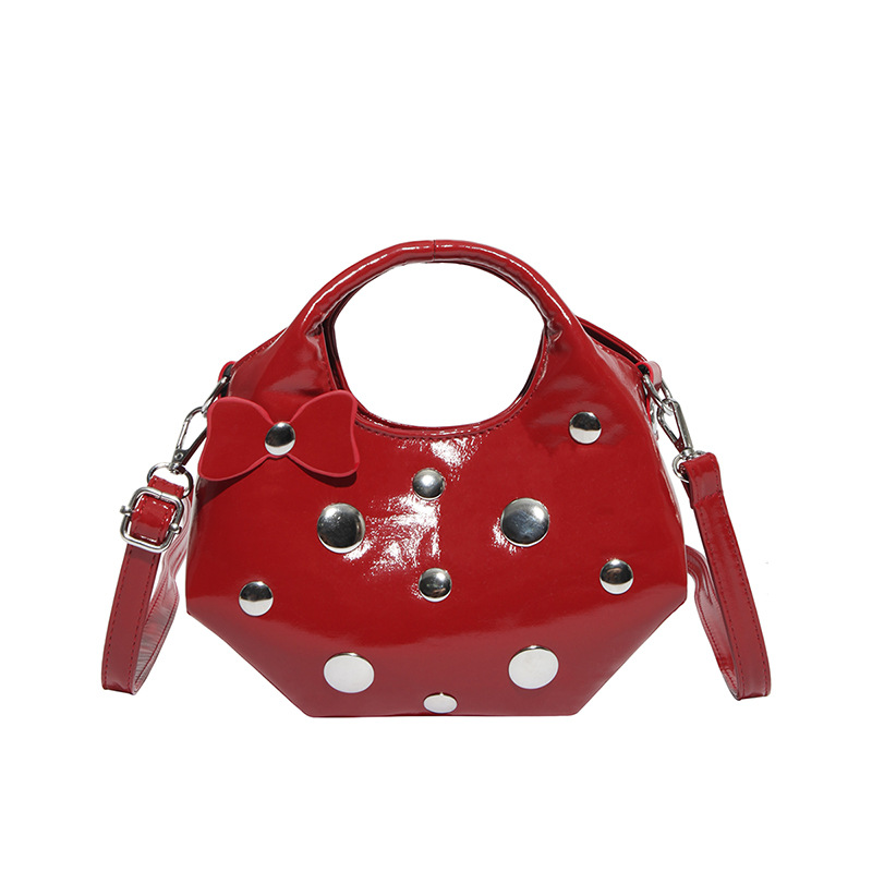 Bolso de alta calidad con textura 2025 verano nuevo bolso femenino moda bowknot bandolera personalidad remache bandolera