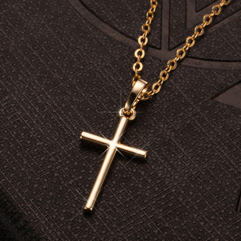 Simple Style Cross Alloy Plating Inlay Rhinestones Unisex Pendant Necklace display picture 2