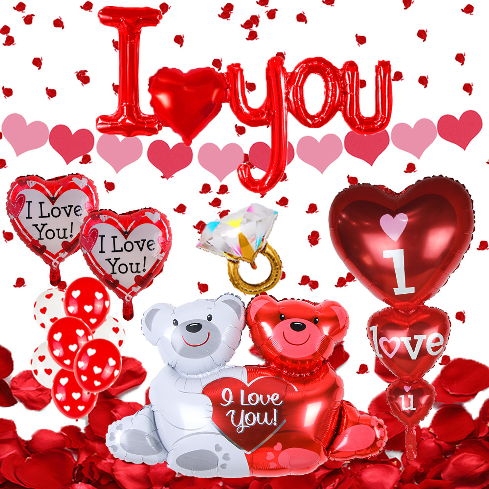 Globo de fábrica de globo de San Valentín al por mayor Día de San Valentín fiesta decoración tire bandera globo diseño traje globo