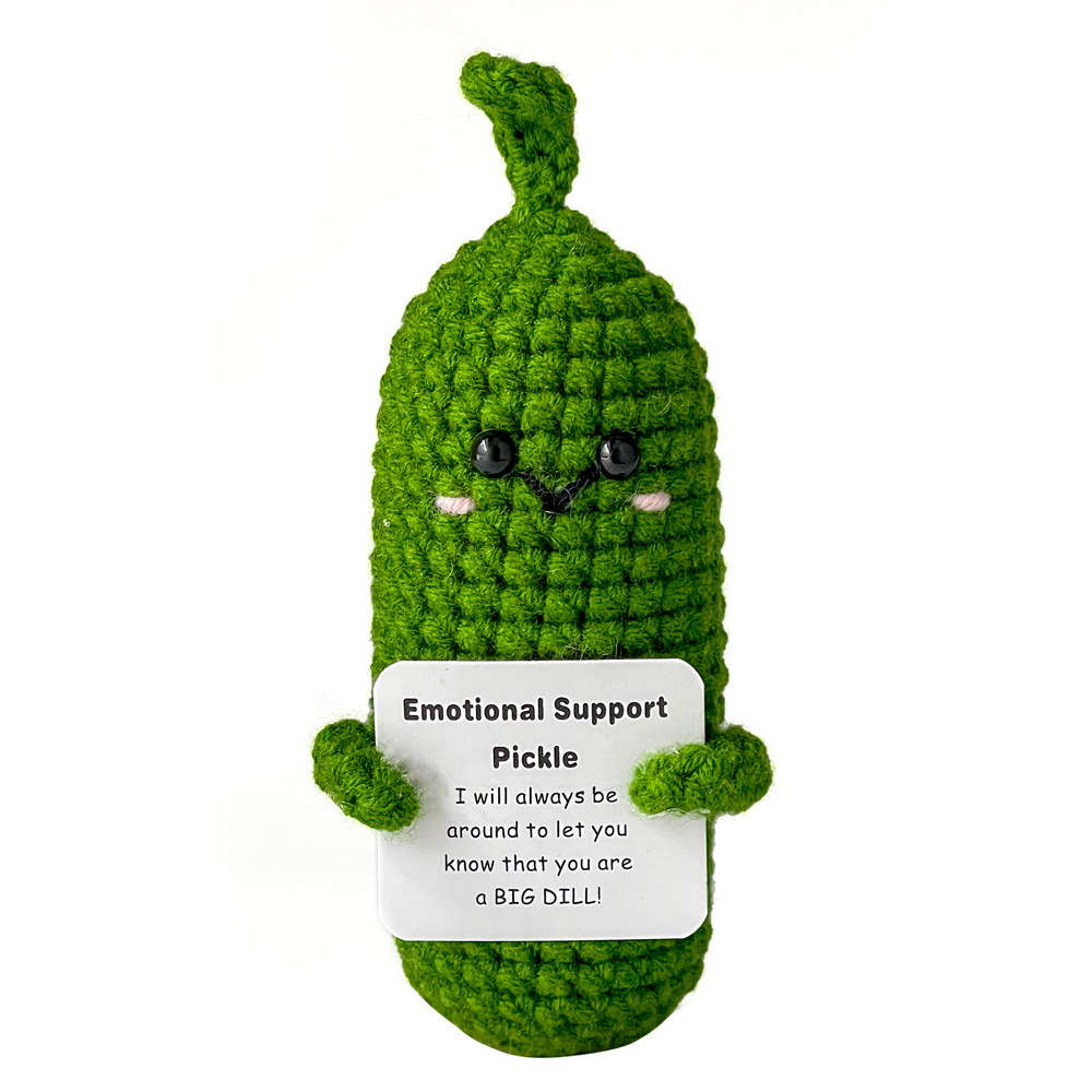 Amazon transfronterizo nuevo lindo energía positiva emocional pepino pepinillo muñeca hecha a mano de punto regalo creativo en stock