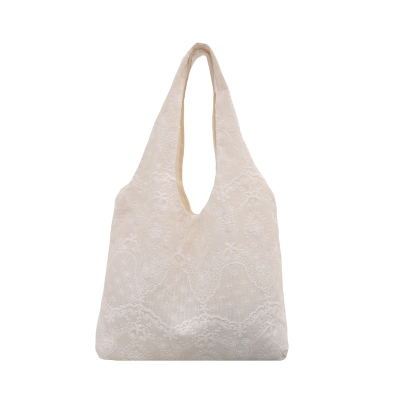 Bolso de hombro de estilo suave coreano, bolso de chaleco de encaje de encaje, escolar de estudiante, bolso de compras, bolso de compras