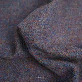 复古蓝棕混色斜纹80%羊毛毛呢人字布料西装外套裤子服装手工面料B