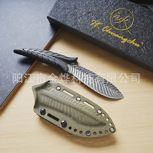 Cross-Border Outdoor Knife Powder Steel with Sheath Camping Knife Survival Knife Multi-Purpose Knife Colorful Wooden Handle Multi-Purpose Kitchen Knife