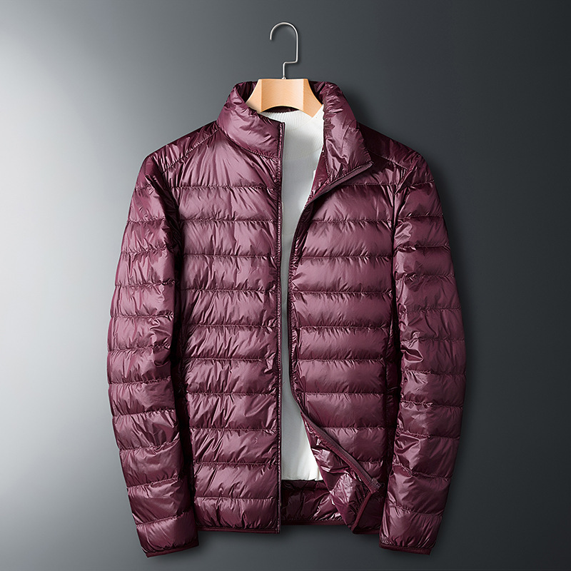 Burgundy stand-up collar
