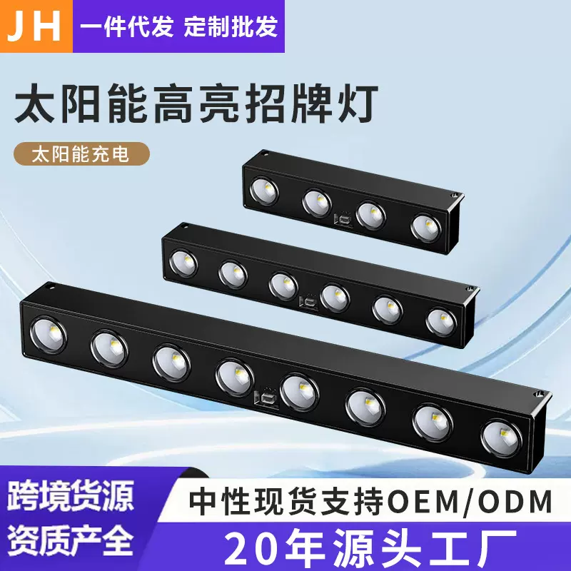新款跨境户外太阳能庭院灯暖光白光家用壁灯店招牌打光氛围墙灯带