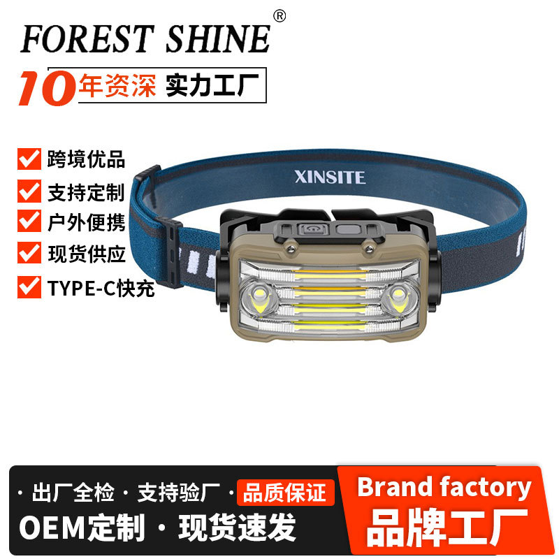 Lámpara de minero de faro de luz fuerte al aire libre transfronteriza Lámpara de trabajo de iluminación portátil de emergencia de carga USB a prueba de agua montada en la cabeza