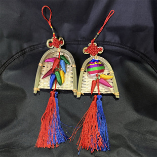 Small Bounce Press Pendant Korean Characteristic Dustpan Hanging Decoration Folk Crafts Red and Blue Tassel Korean Style Restaurant Decoration