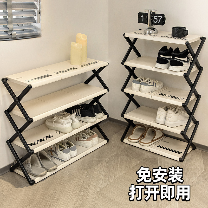 靴棚家庭用折り畳み室内きれい寮収納省スペースネット赤小狭い靴棚賃貸住宅棚|undefined