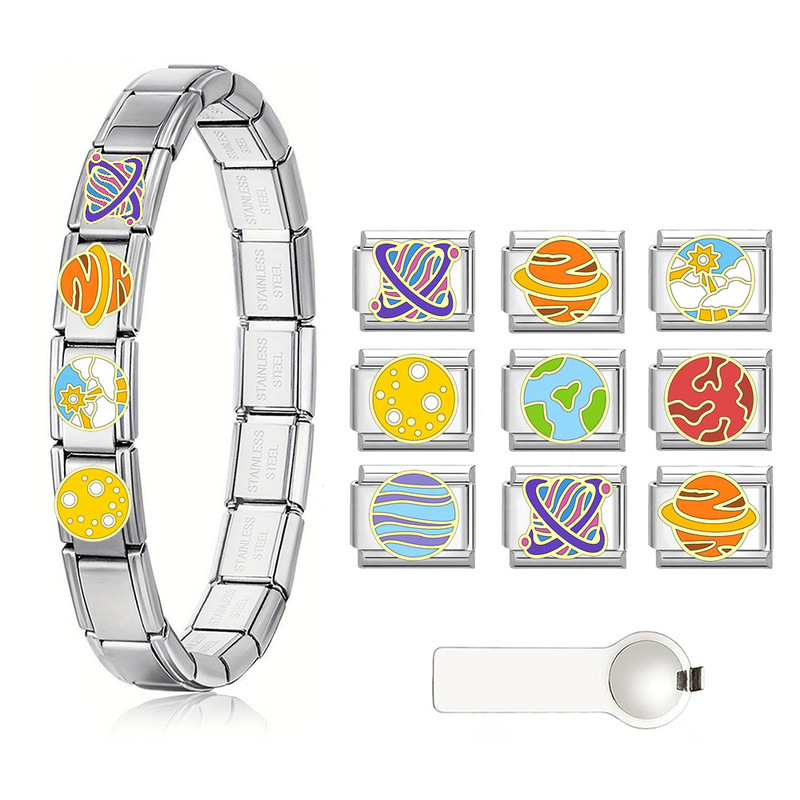 New Stainless Steel Italian Modular Bracelet DIY Planet Earth and Mars Series Can Be Freely Combined and Assembled New Stainless Steel Italian Modular Bracelet DIY Planet Earth and Mars Series Can Be Freely Combined and Assembled