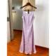 Twill jacquard acetate skirt long! Fashion Elegant Elegant V-neck Slim High Waist Dress Summer