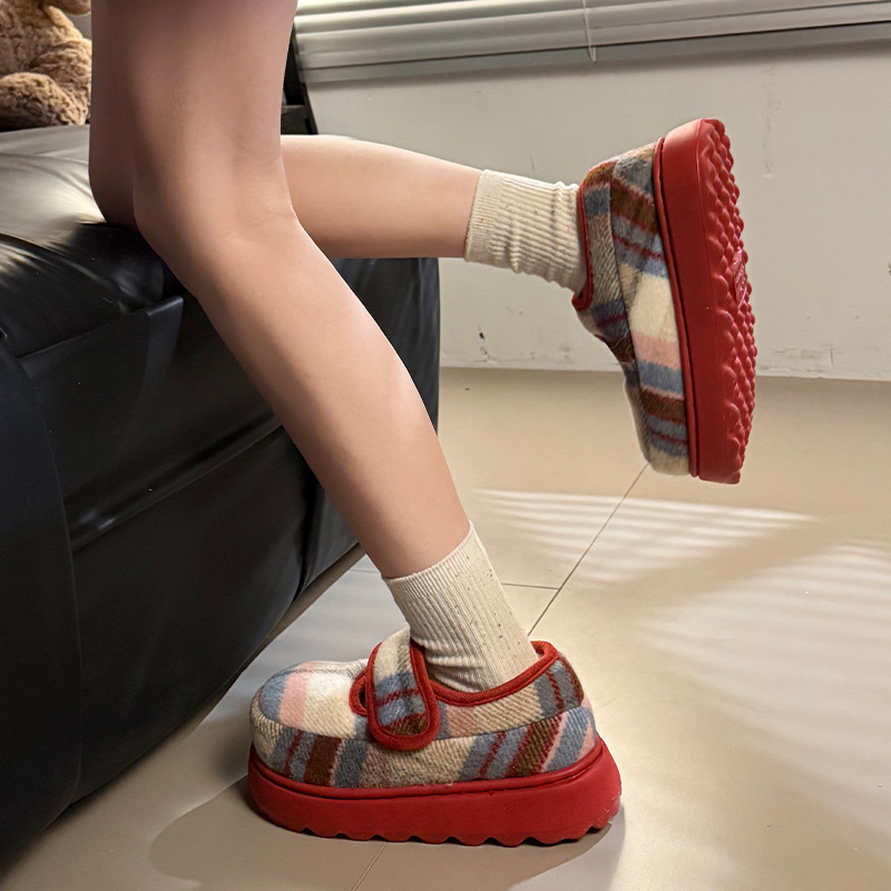 DIMIFEI 复古格子包头拖鞋女款时尚百搭厚底增高休闲外穿防滑拖鞋|undefined