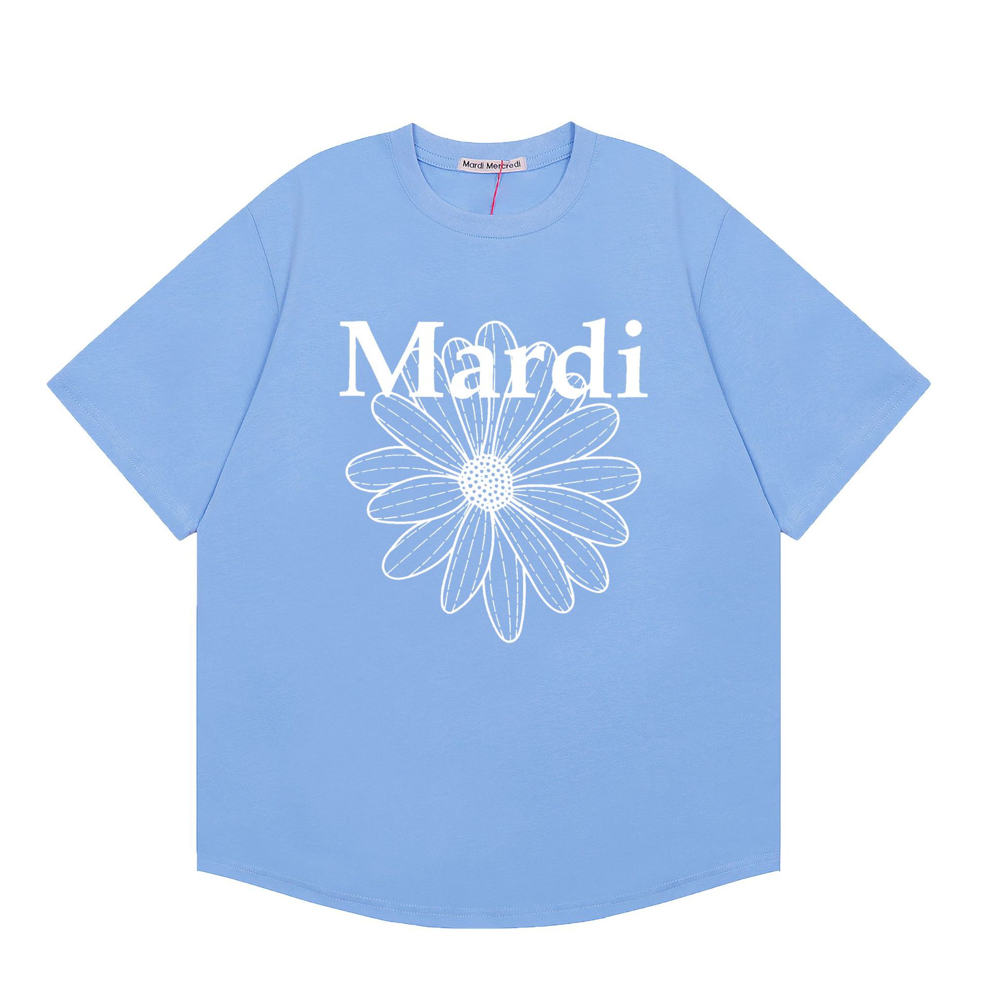 現物韓国潮牌Mardi半袖女性25夏新作デイジープリント丸襟純綿上着tシャツ代発